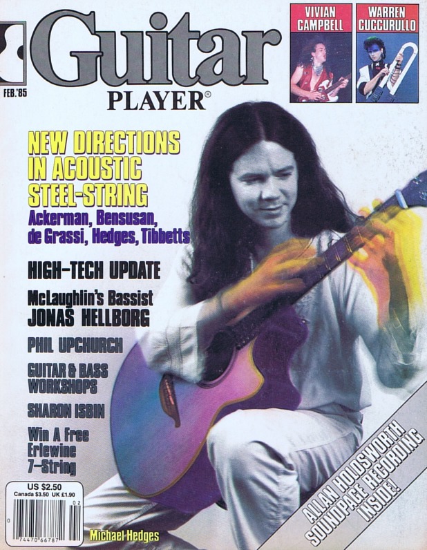 Guitar Player Magazine Cover, Feb 1985, featuring Michael Hedges