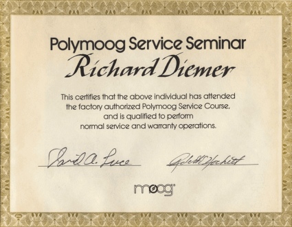 Polymoog Certificate