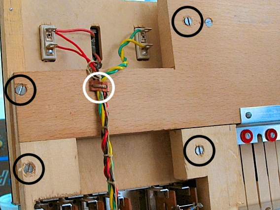 Underside of Vox Continental Switch Panel