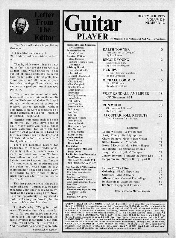 Guitar Player Magazine Contents, Dec 1975