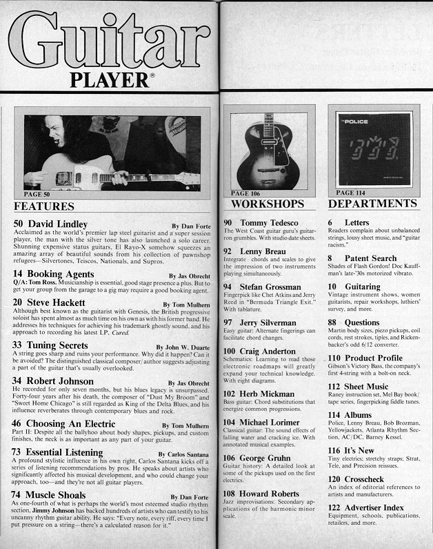 Guitar Player Magazine Contents, Apr 1982